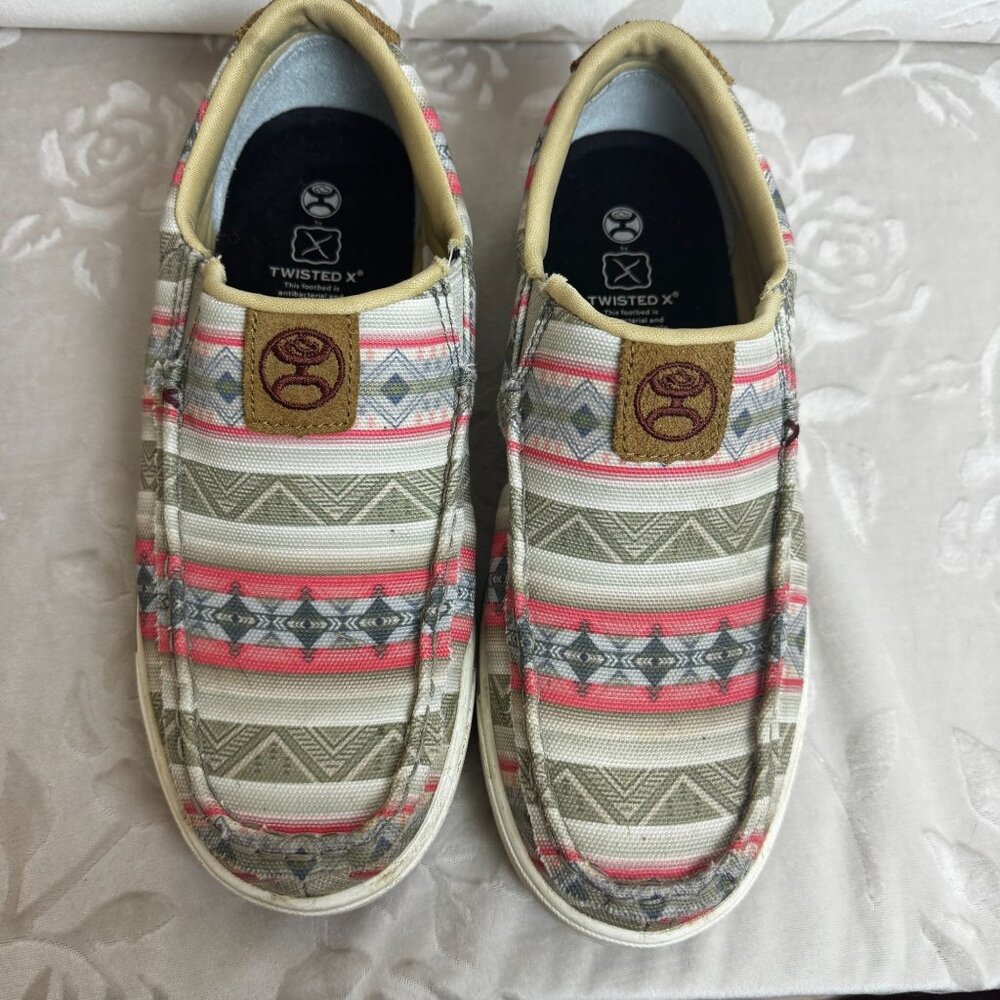 Twisted X Women's Cream Sage Coral Slip-On Hooey Loper with ecoTweed Lining 7M - Picture 6 of 7